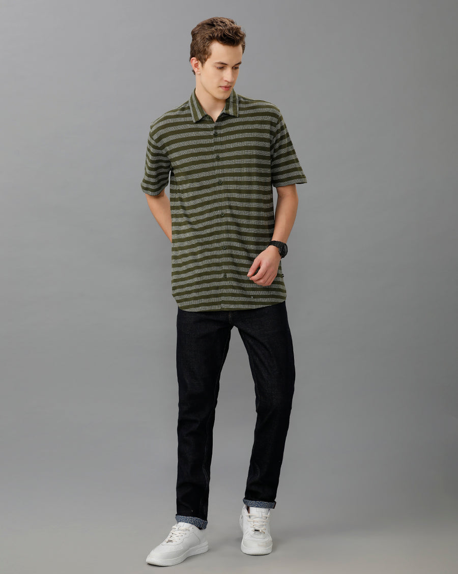 OLIVE REGULAR FIT KNIT SHIRT