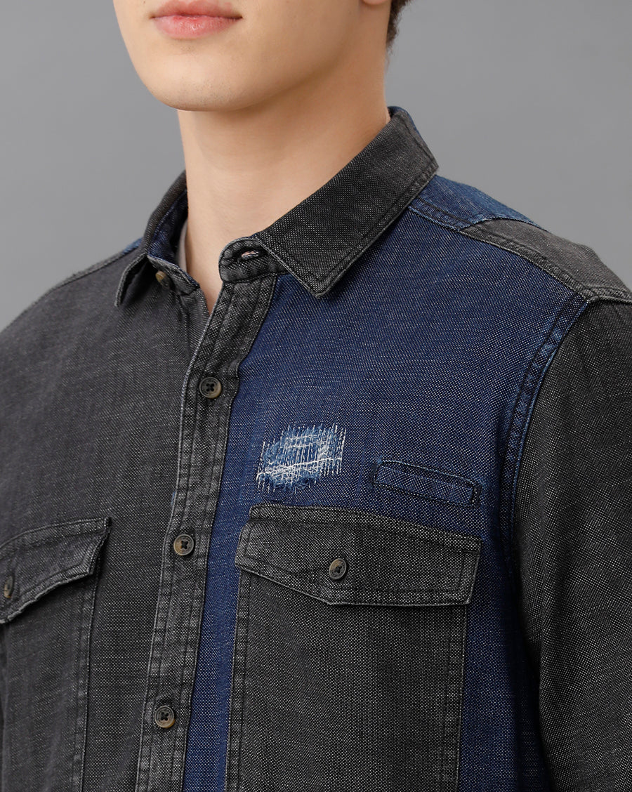 BLACK REGULAR FIT SHIRT