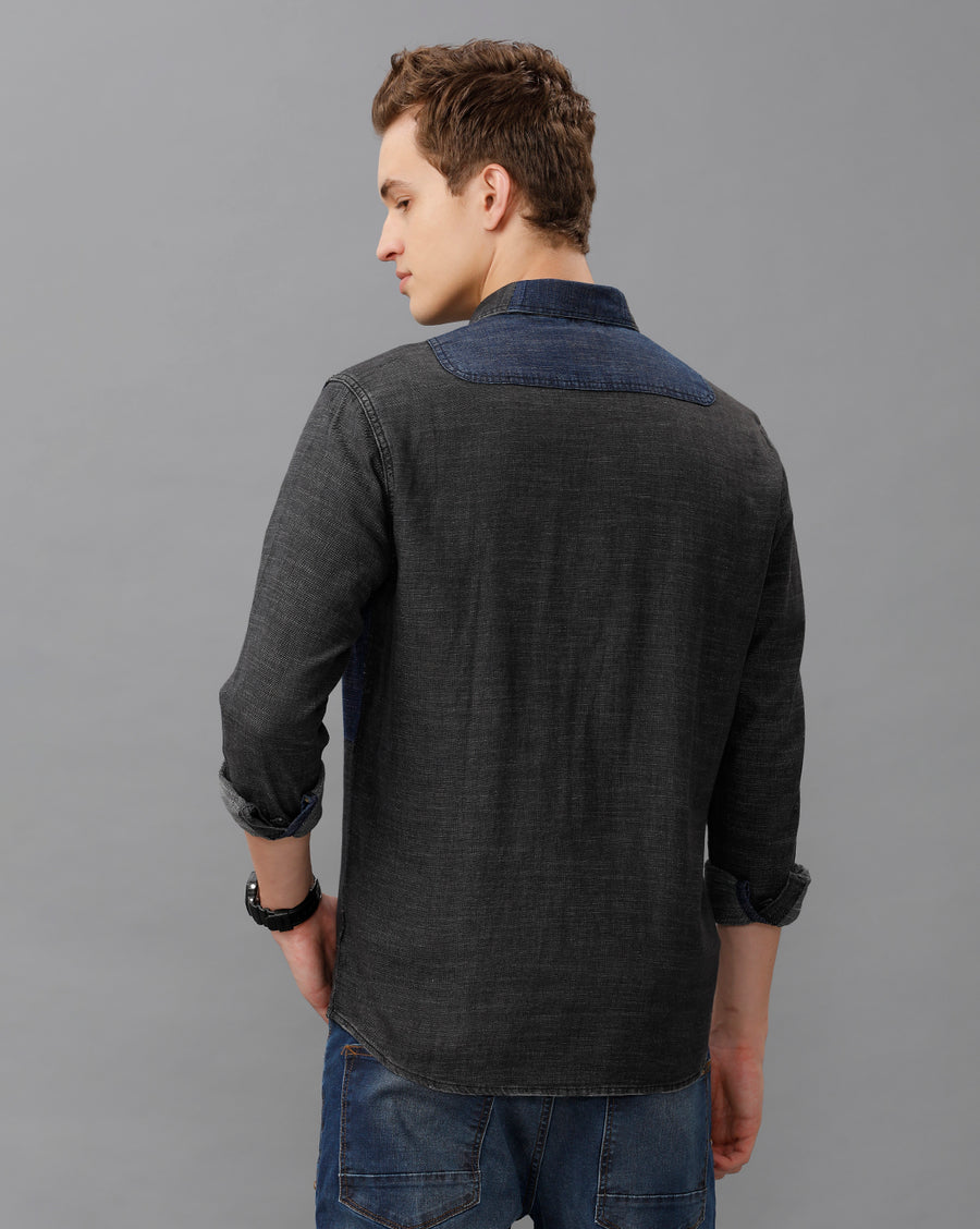 BLACK REGULAR FIT SHIRT
