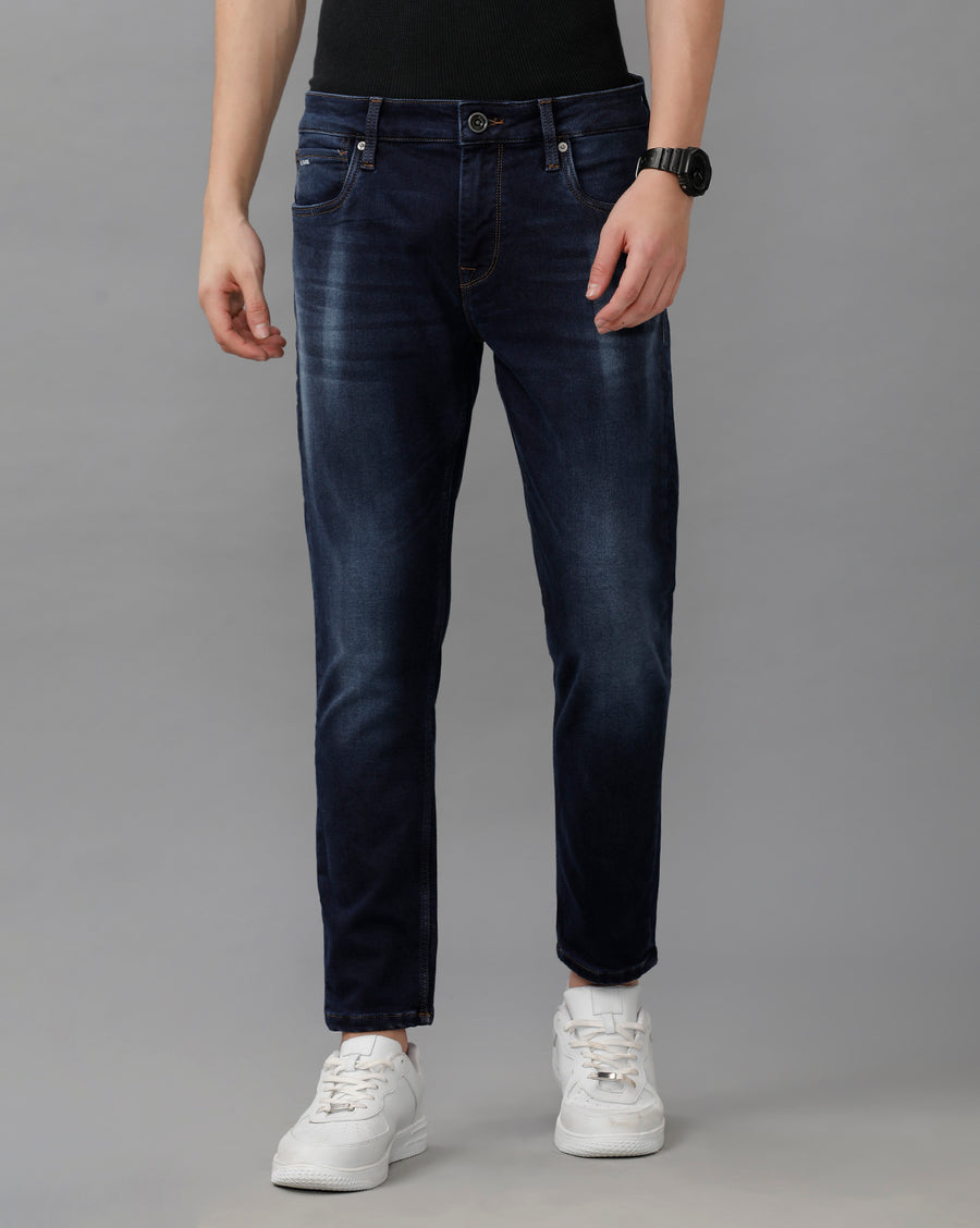 INDIGO TRACK CROPPED SKINNY FIT JEANS