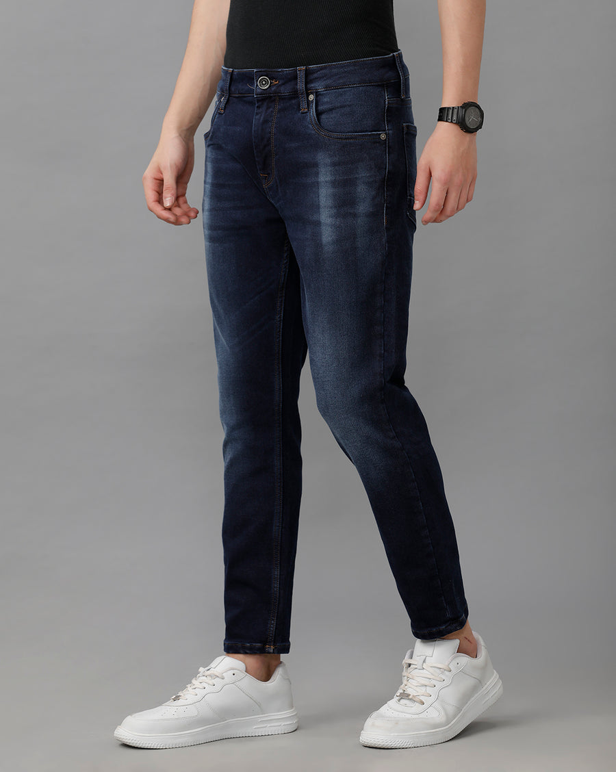 INDIGO TRACK CROPPED SKINNY FIT JEANS