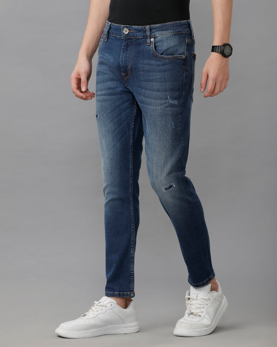 Lt.Indigo Track Cropped Skinny Jeans