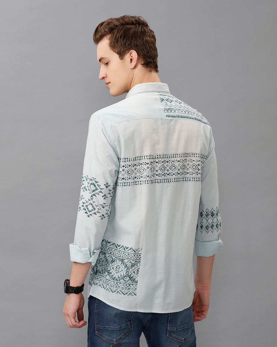 BLUE SLIM FIT FULL SLEEVE SHIRT