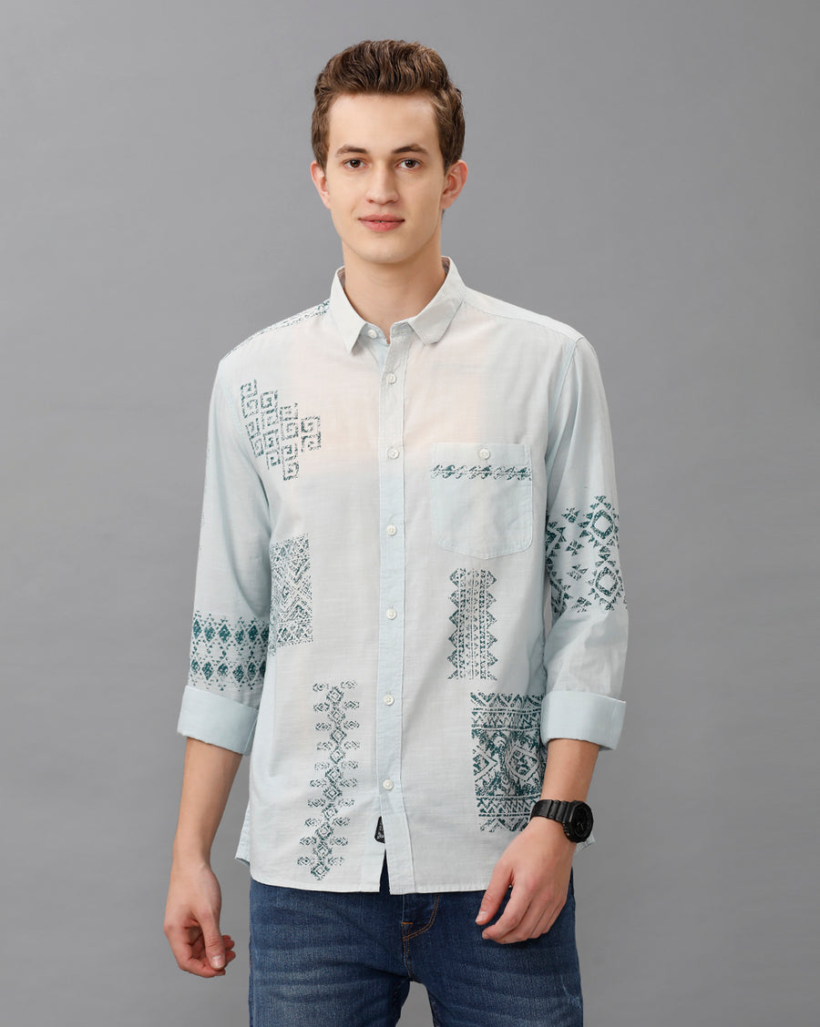 BLUE SLIM FIT FULL SLEEVE SHIRT