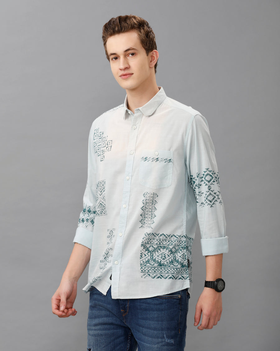 BLUE SLIM FIT FULL SLEEVE SHIRT