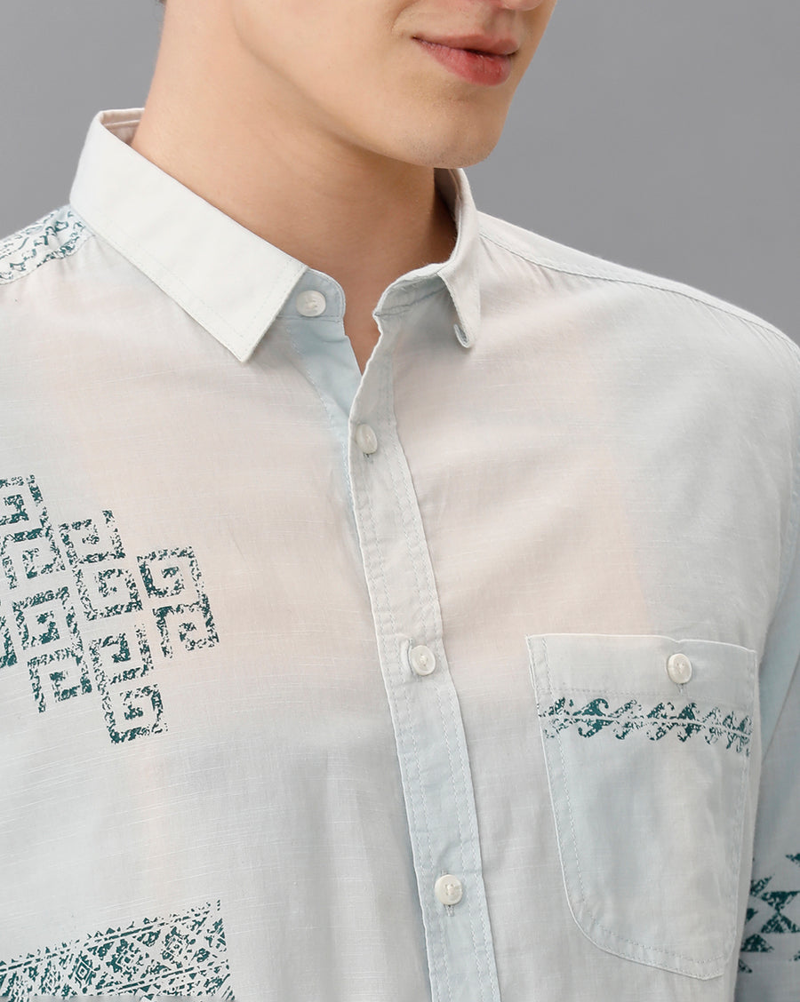 BLUE SLIM FIT FULL SLEEVE SHIRT