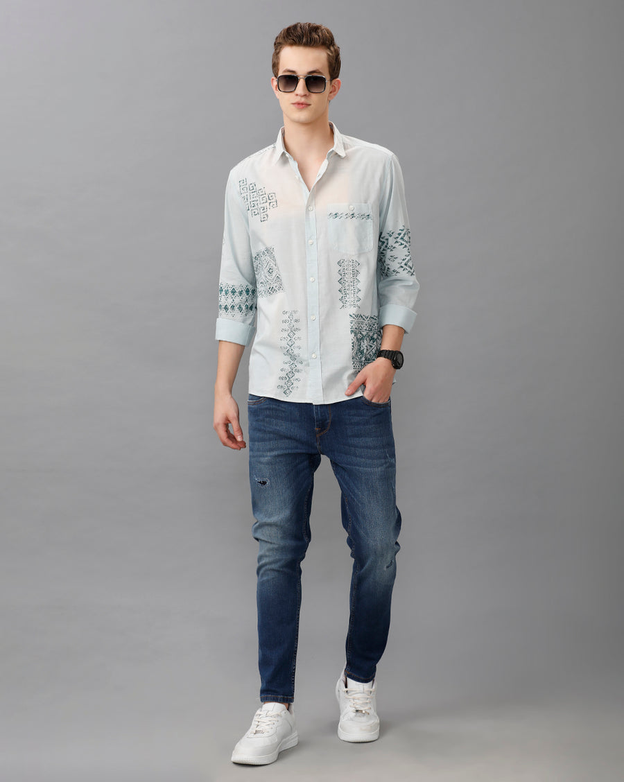 BLUE SLIM FIT FULL SLEEVE SHIRT
