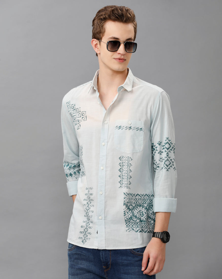 BLUE SLIM FIT FULL SLEEVE SHIRT