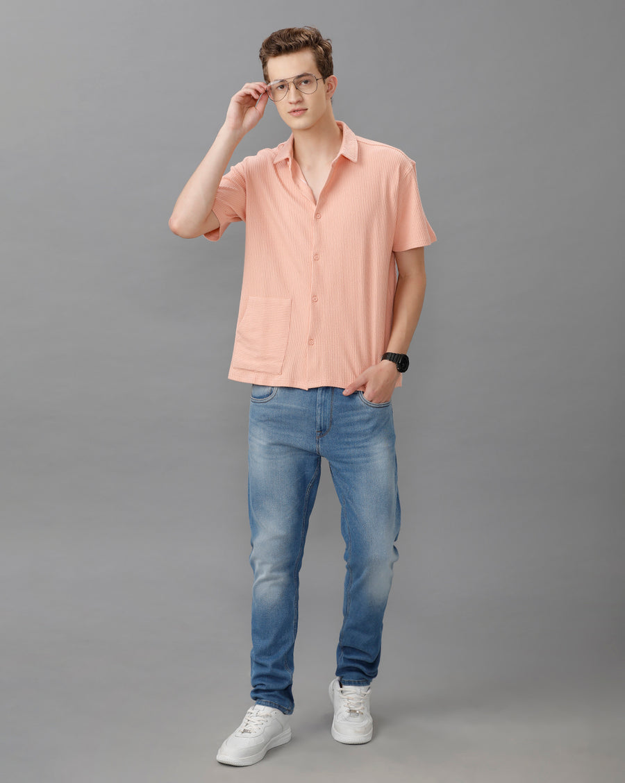 DUSTY PINK REGULAR FIT KNIT SHIRT