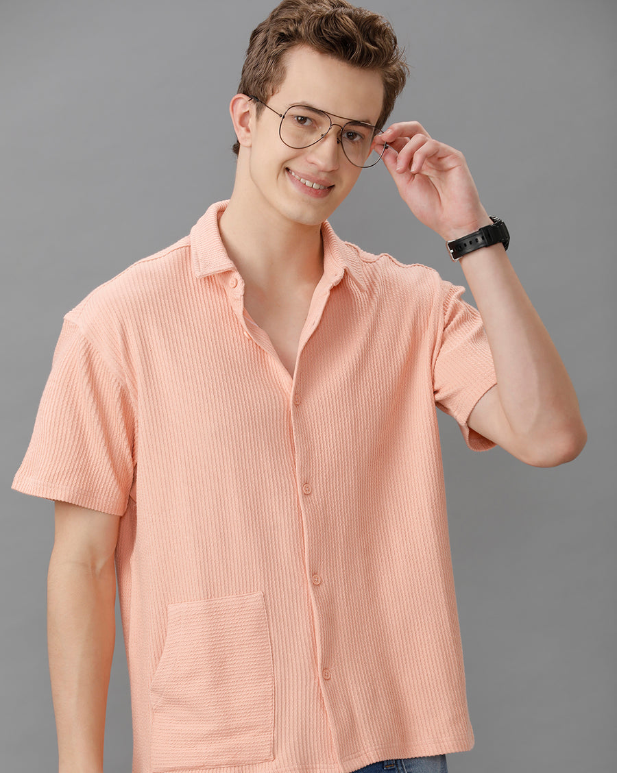 DUSTY PINK REGULAR FIT KNIT SHIRT