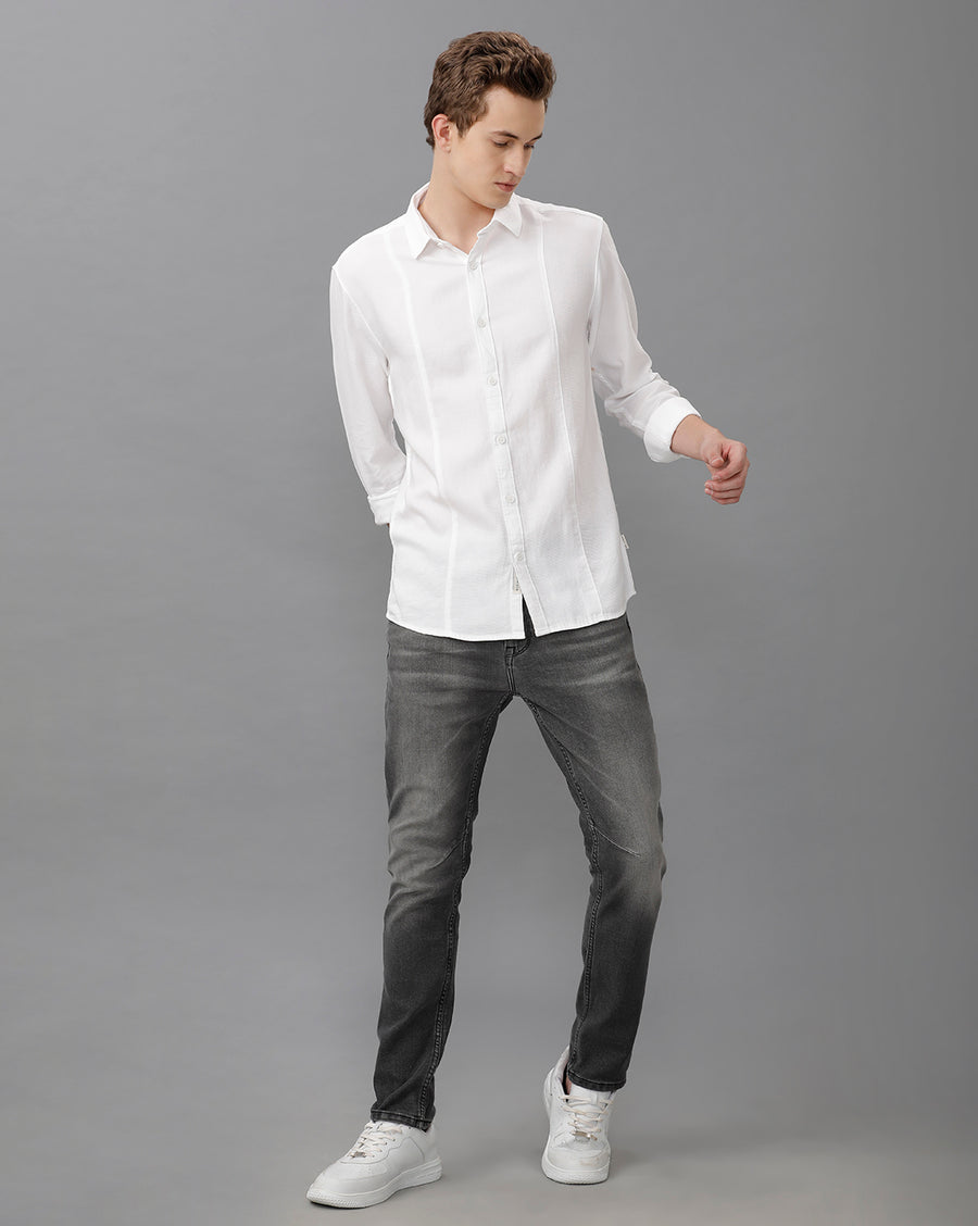 WHITE REGULAR FIT SHIRT