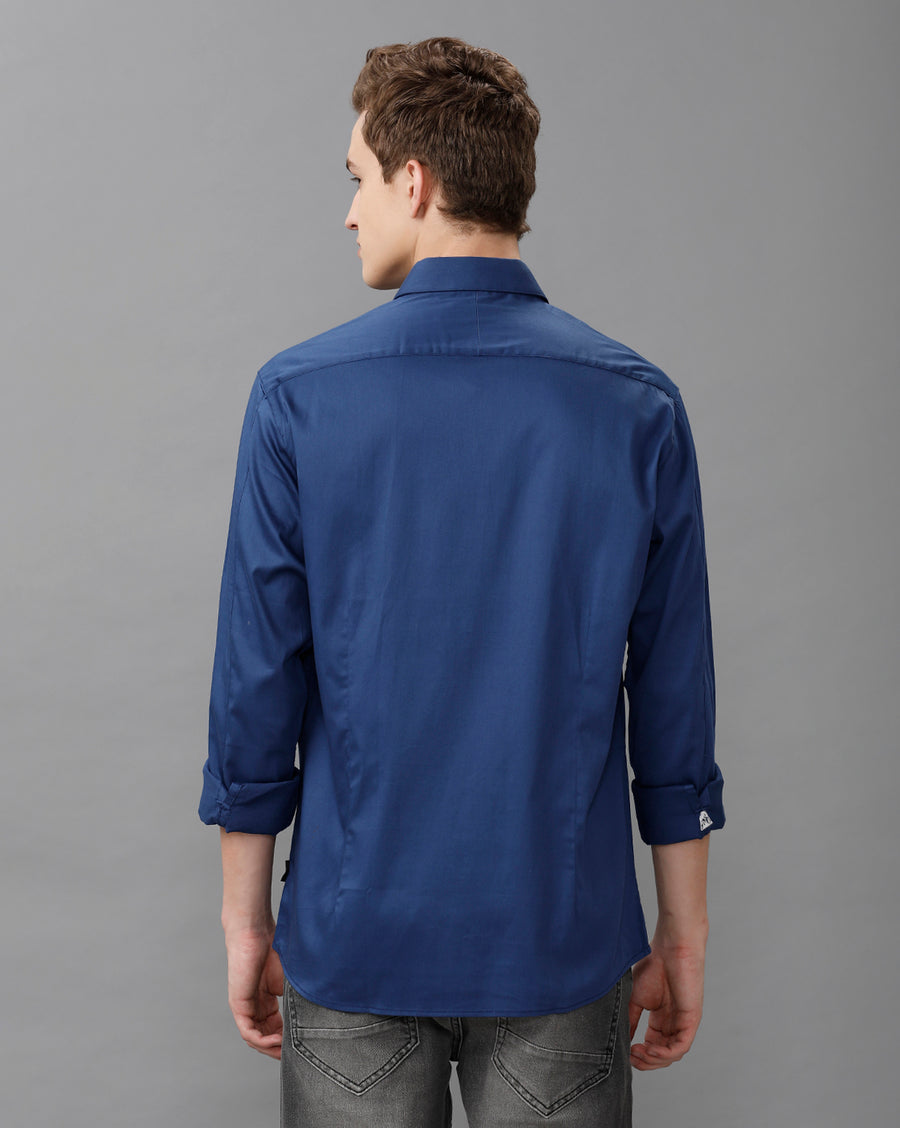 Royal Blue solid Regular Fit Shirt