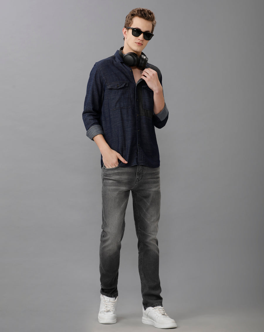 Indigo Regular Fit Full Sleeve Shirt