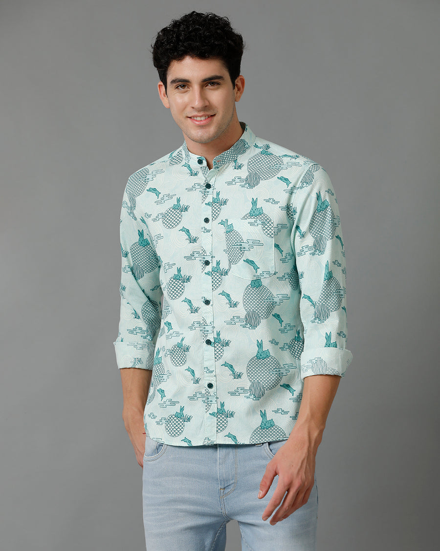 Aqua Blu AOP Regular Fit Shirt