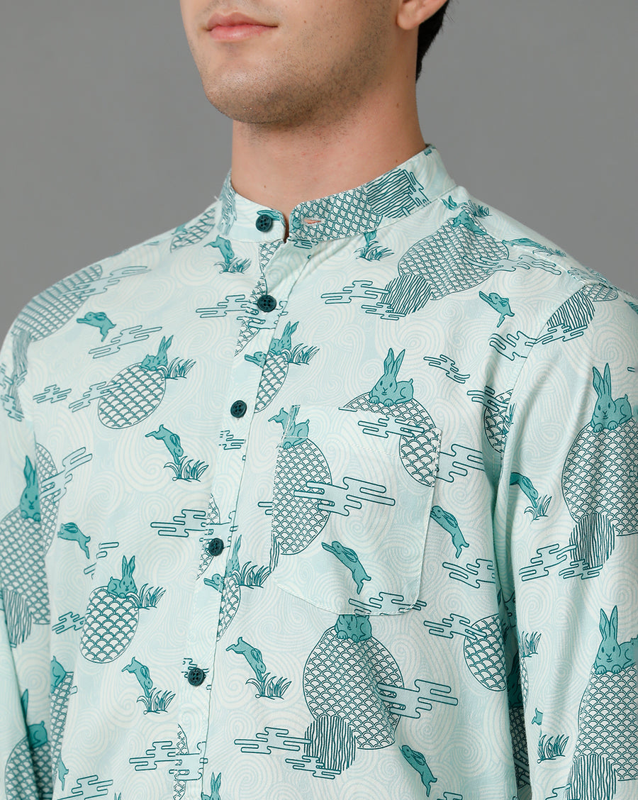 Aqua Blu AOP Regular Fit Shirt