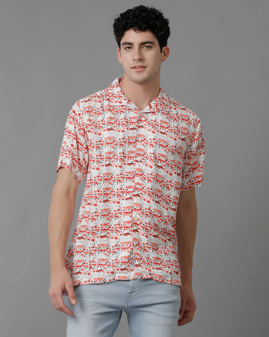 Voi Jeans Abstract Printed Classic Slim Fit Casual Shirt