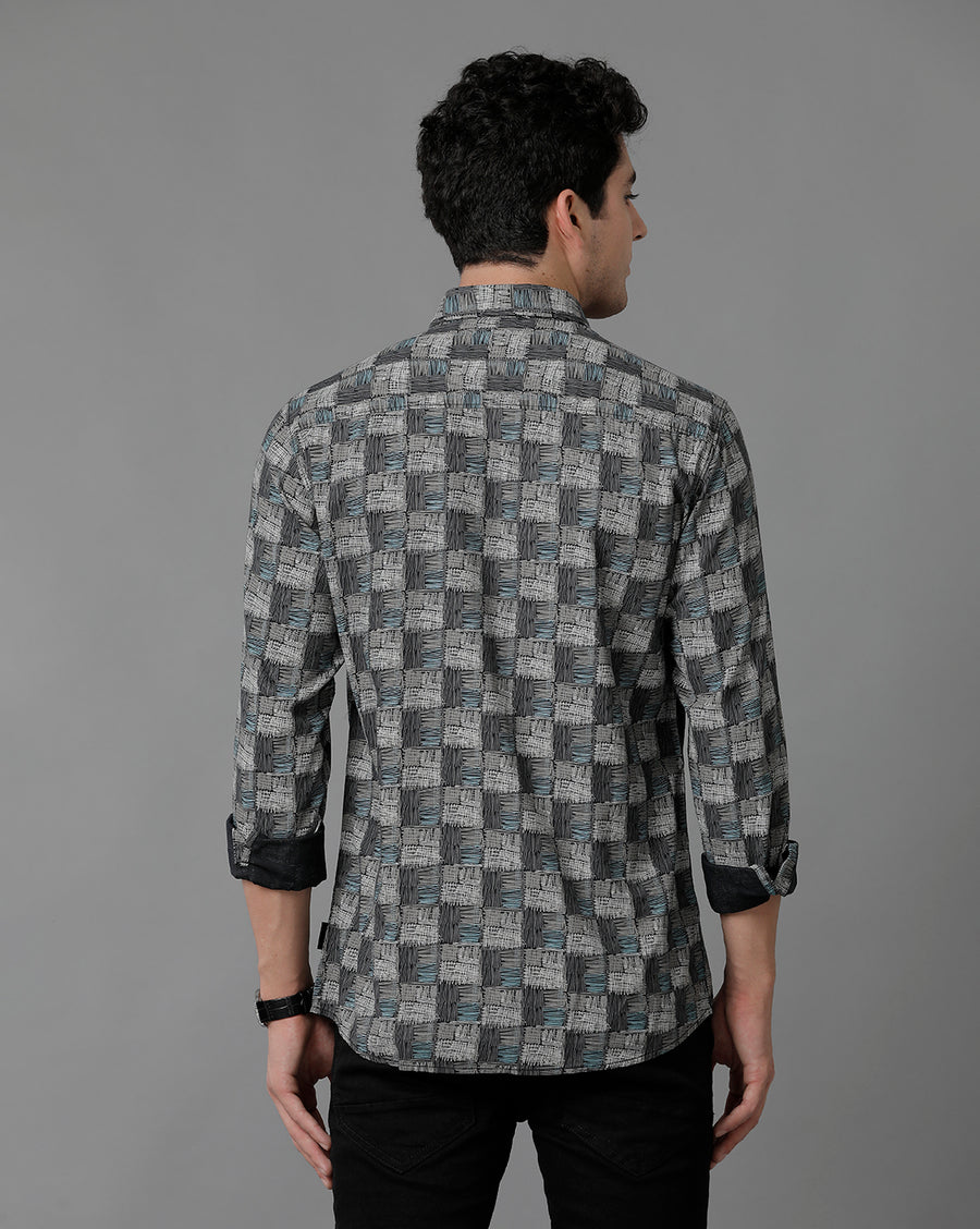 Blue AOP Slim Fit Shirt