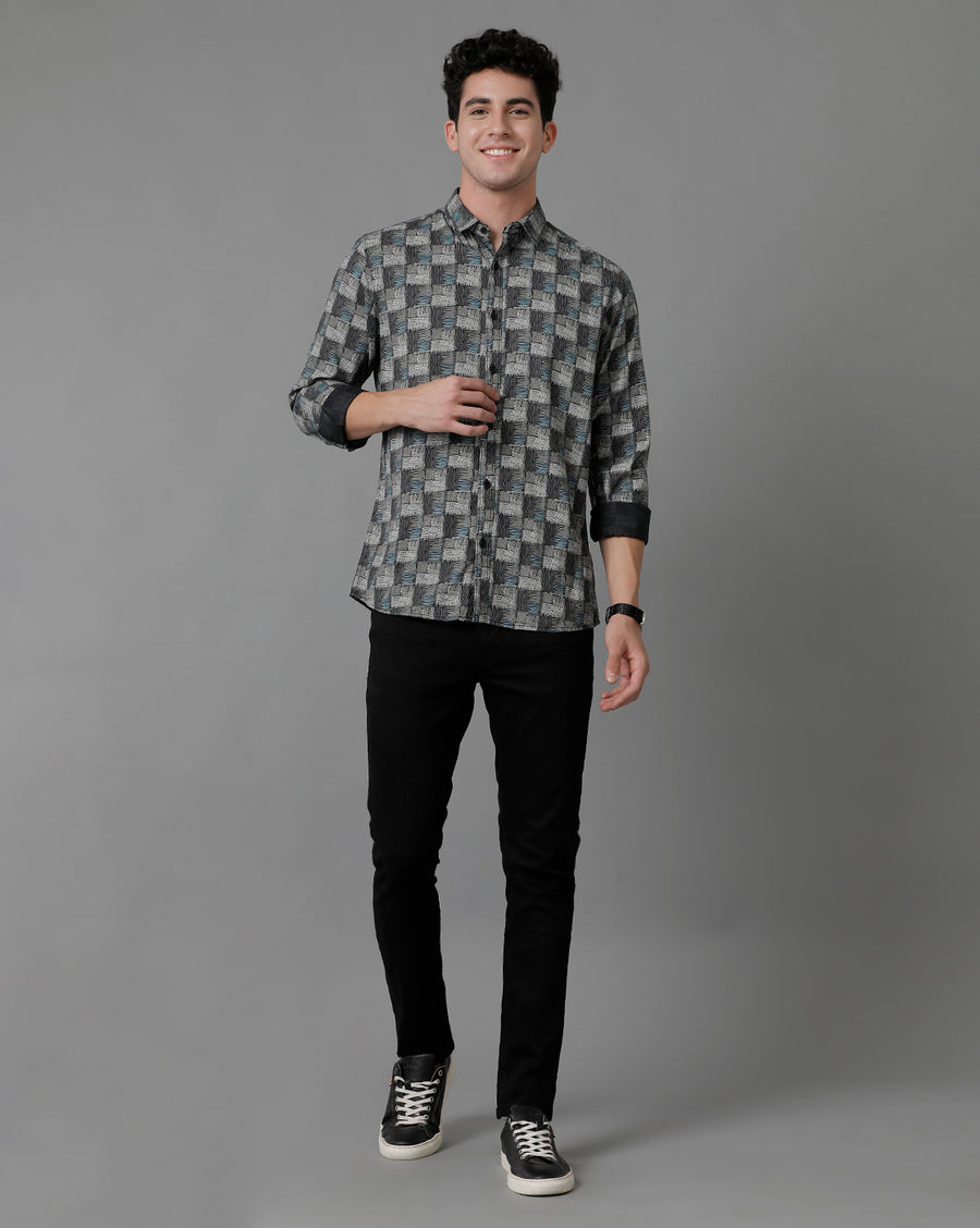 Blue AOP Slim Fit Shirt