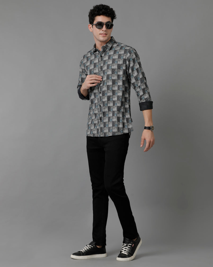 Blue AOP Slim Fit Shirt