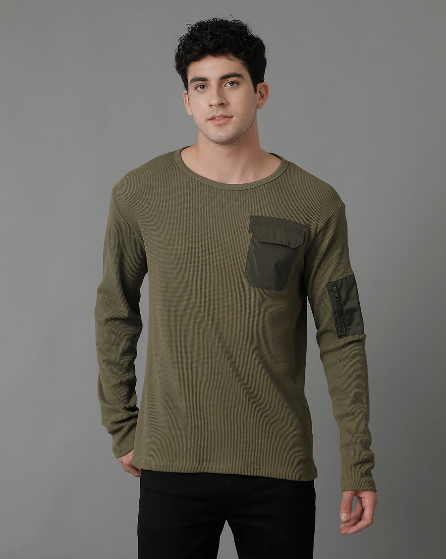 Men Olive Green T-shirt