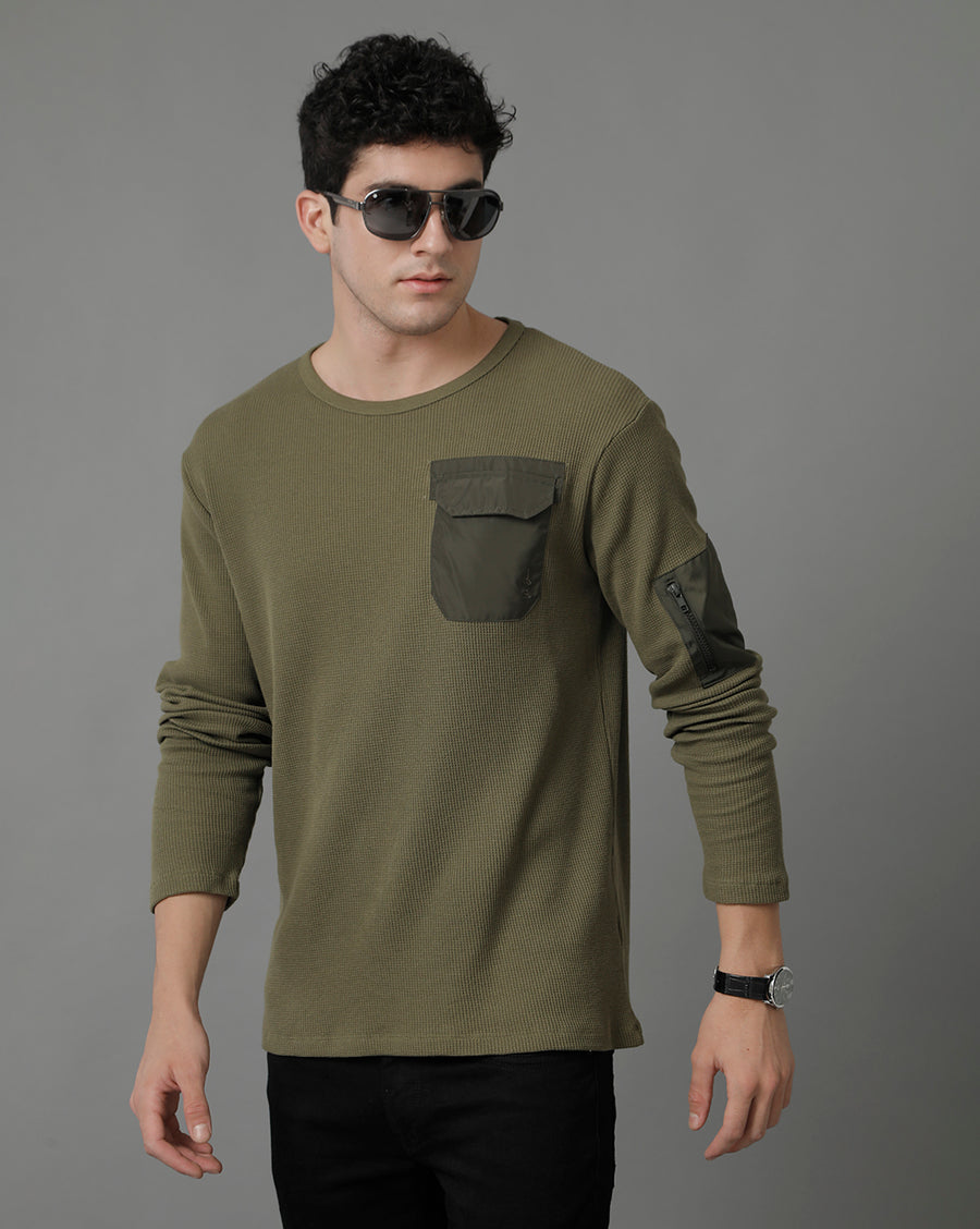 Men Olive Green T-shirt