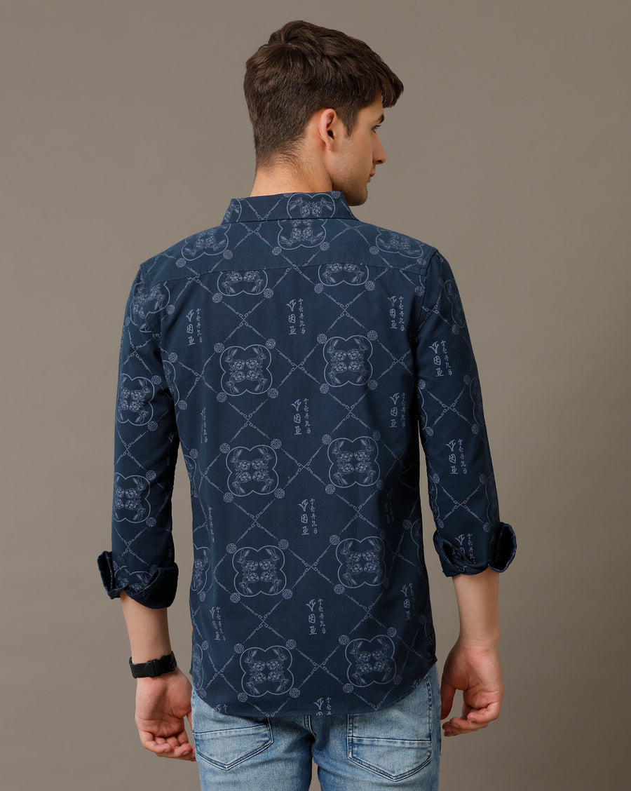 Navy Aop Regular Fit Shacket