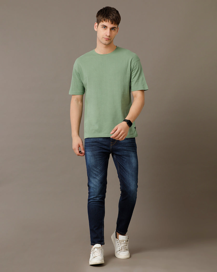 Voi Jeans Mens Loden Frost Boxy Fit Half Sleeve Cotton T-Shirt