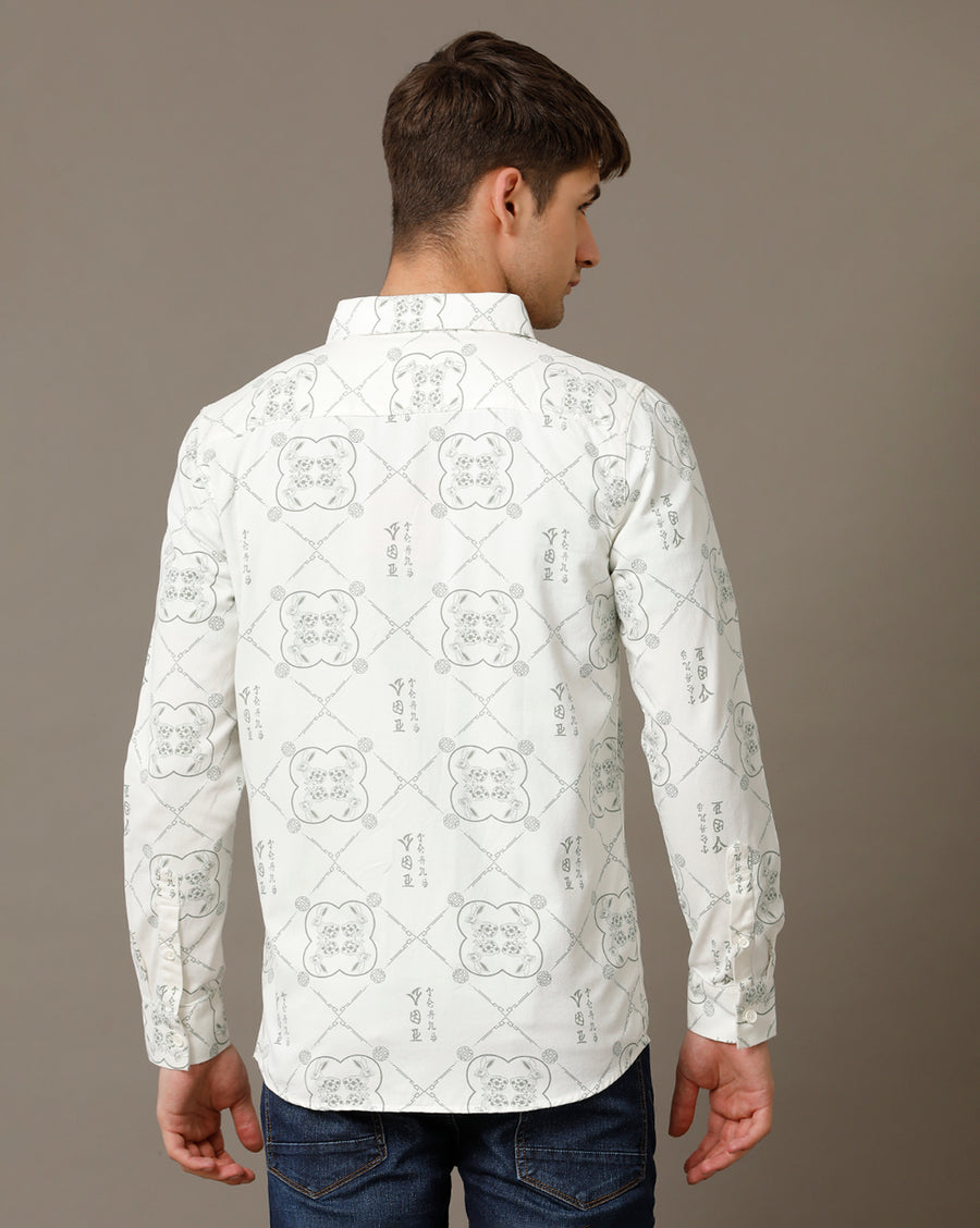 Off White Aop Regular Fit Shacket