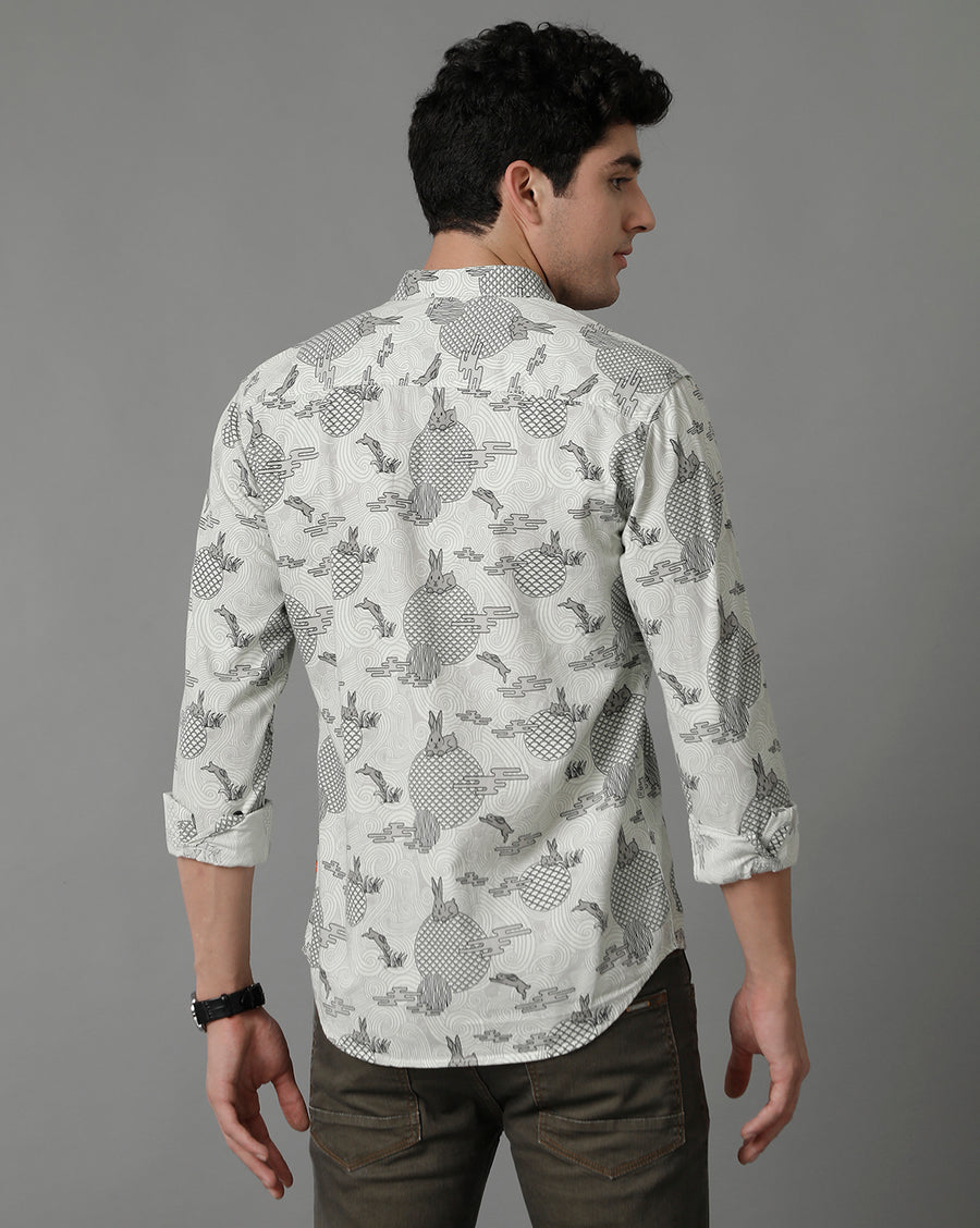 Grey AOP Regular Fit Shirt
