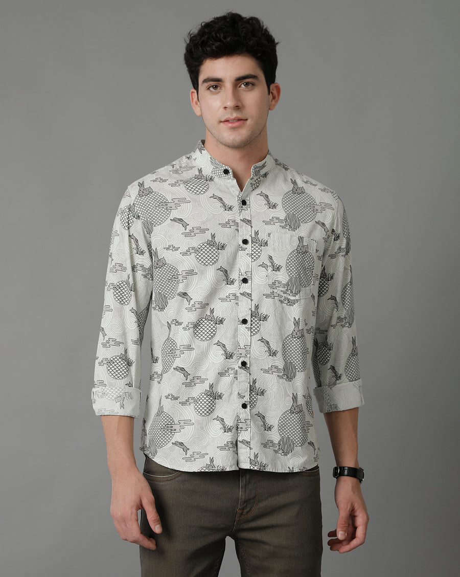 Grey AOP Regular Fit Shirt