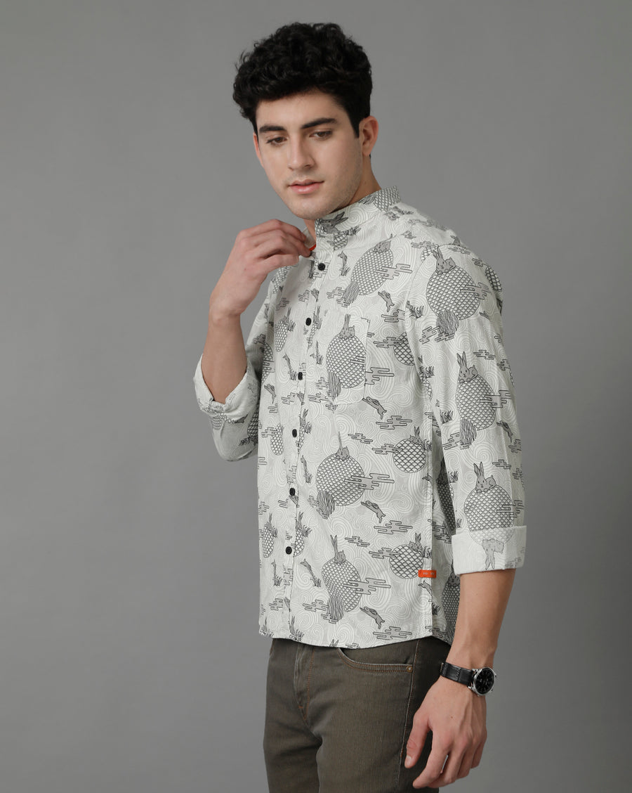 Grey AOP Regular Fit Shirt