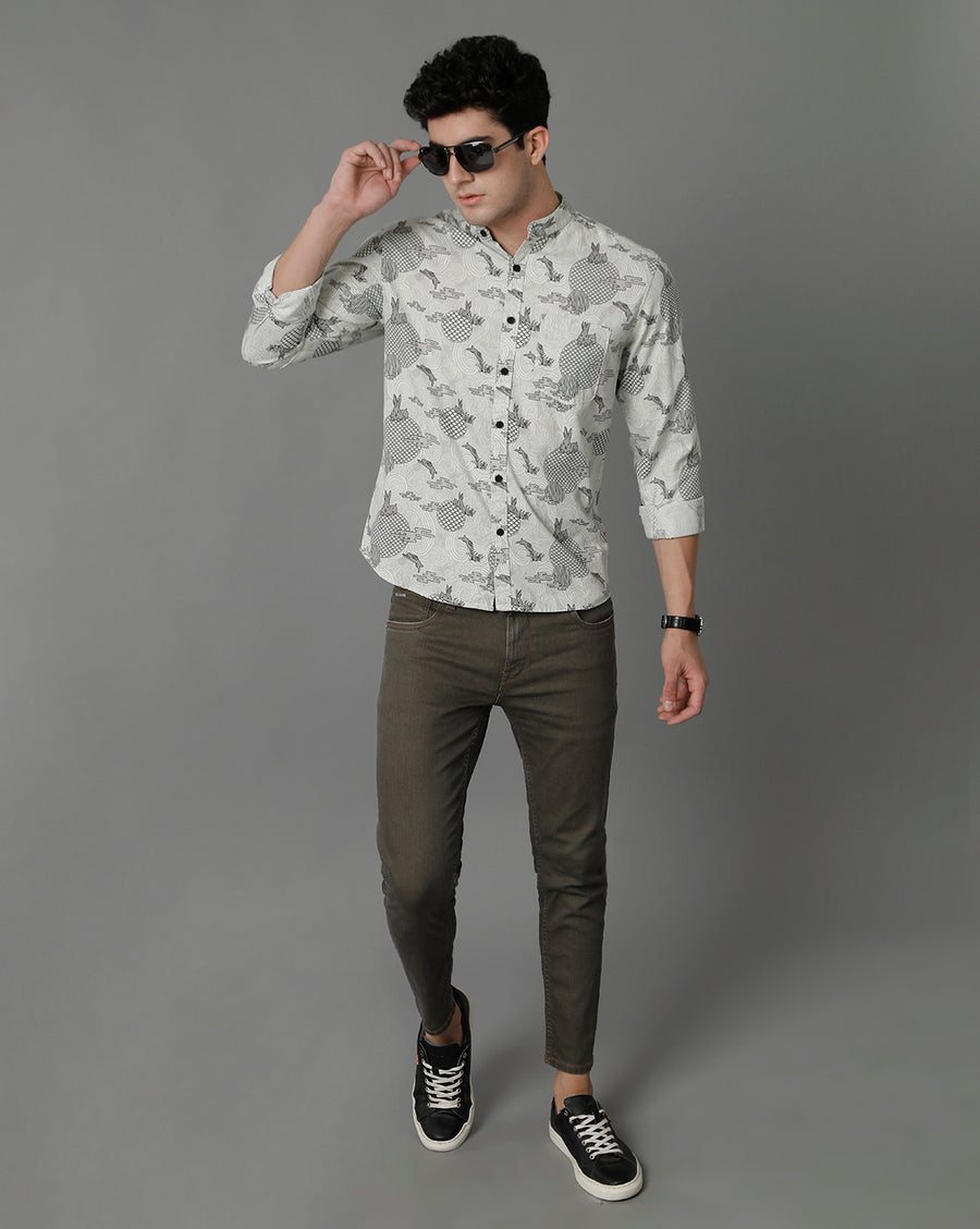 Grey AOP Regular Fit Shirt