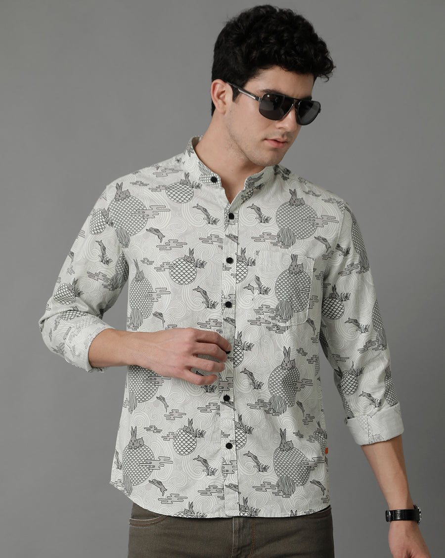 Grey AOP Regular Fit Shirt