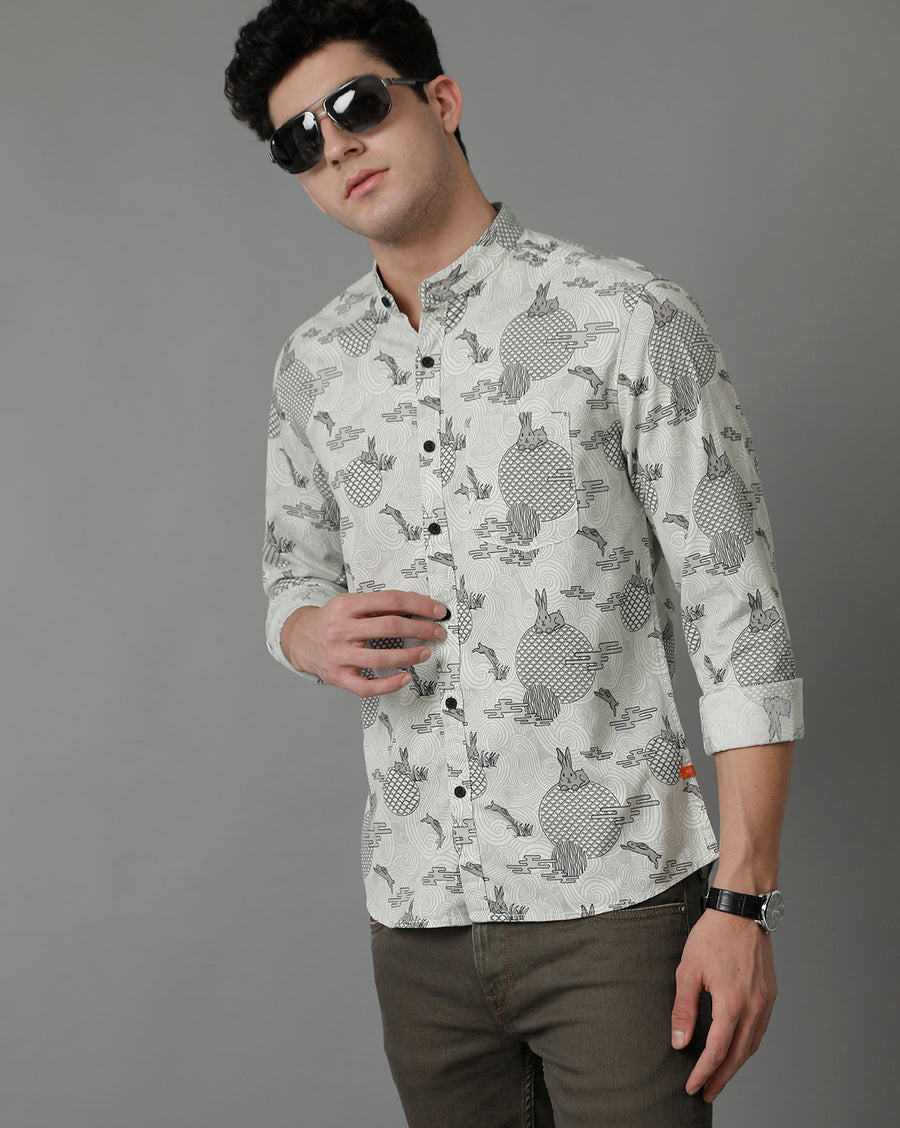 Grey AOP Regular Fit Shirt