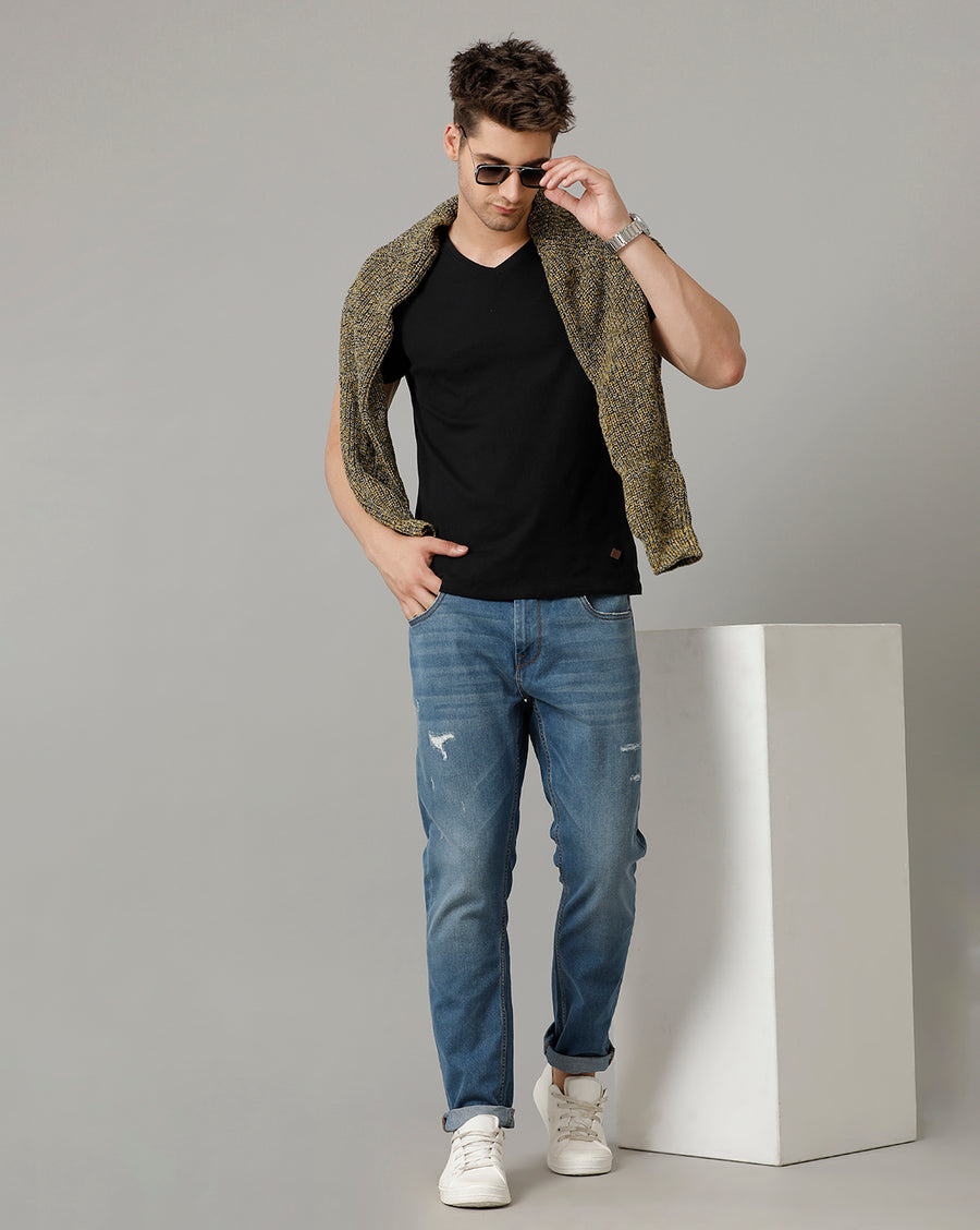 Indigo Track Skinny Cotton Poly Jeans