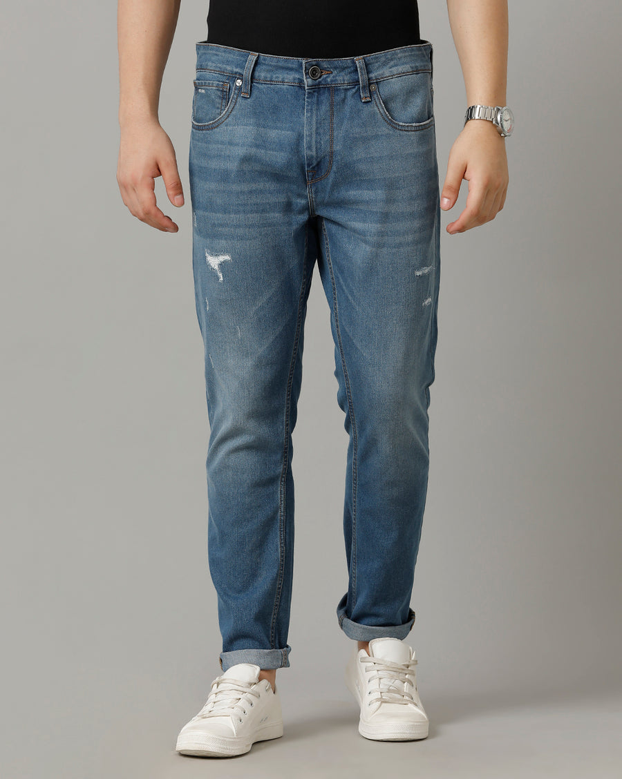 Indigo Track Skinny Cotton Poly Jeans