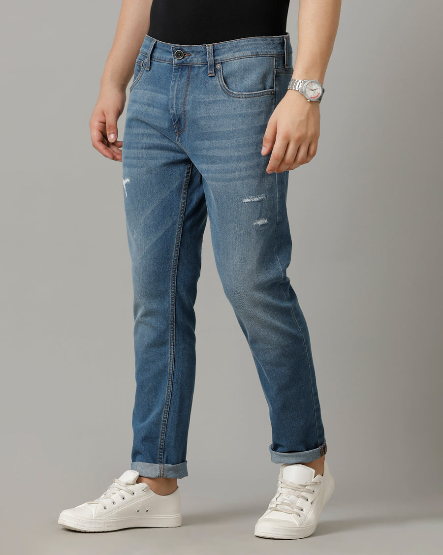 Indigo Track Skinny Cotton Poly Jeans