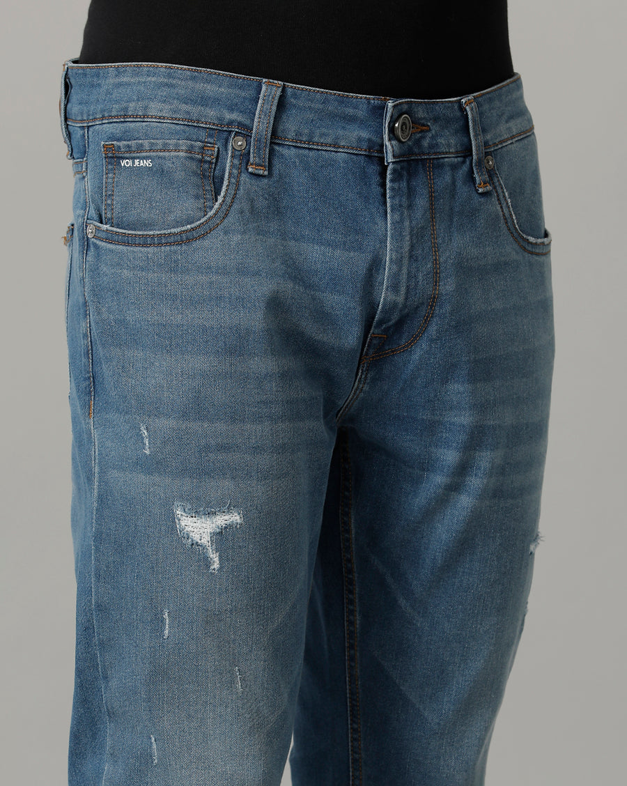 Indigo Track Skinny Cotton Poly Jeans