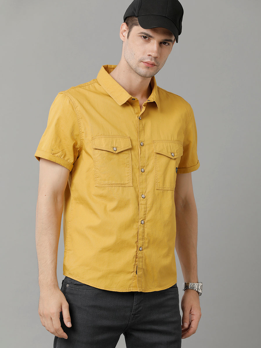 Yellow Regular Fit Shacket