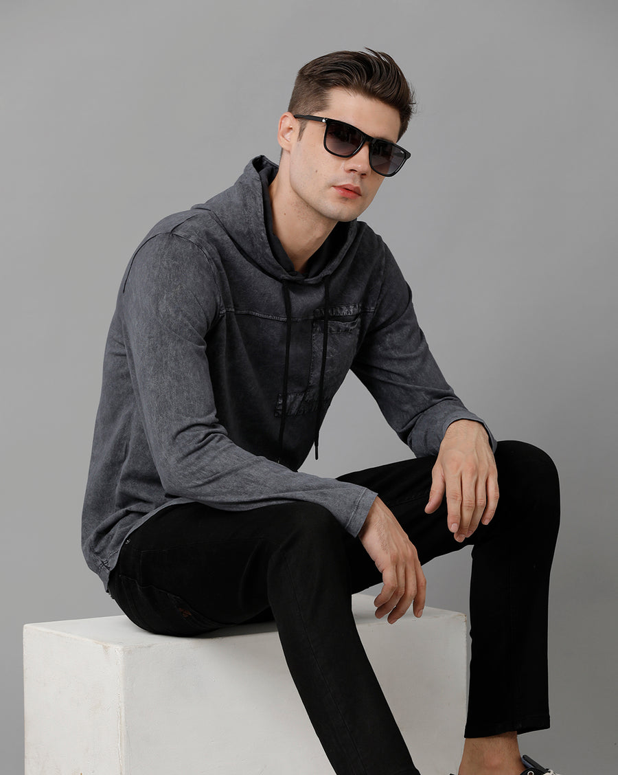 Voi Jeans Long Sleeves Hooded Cotton T-shirt