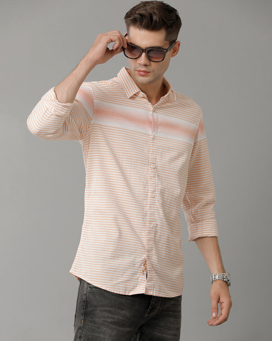 Red White Stripe Slim Fit Shirt