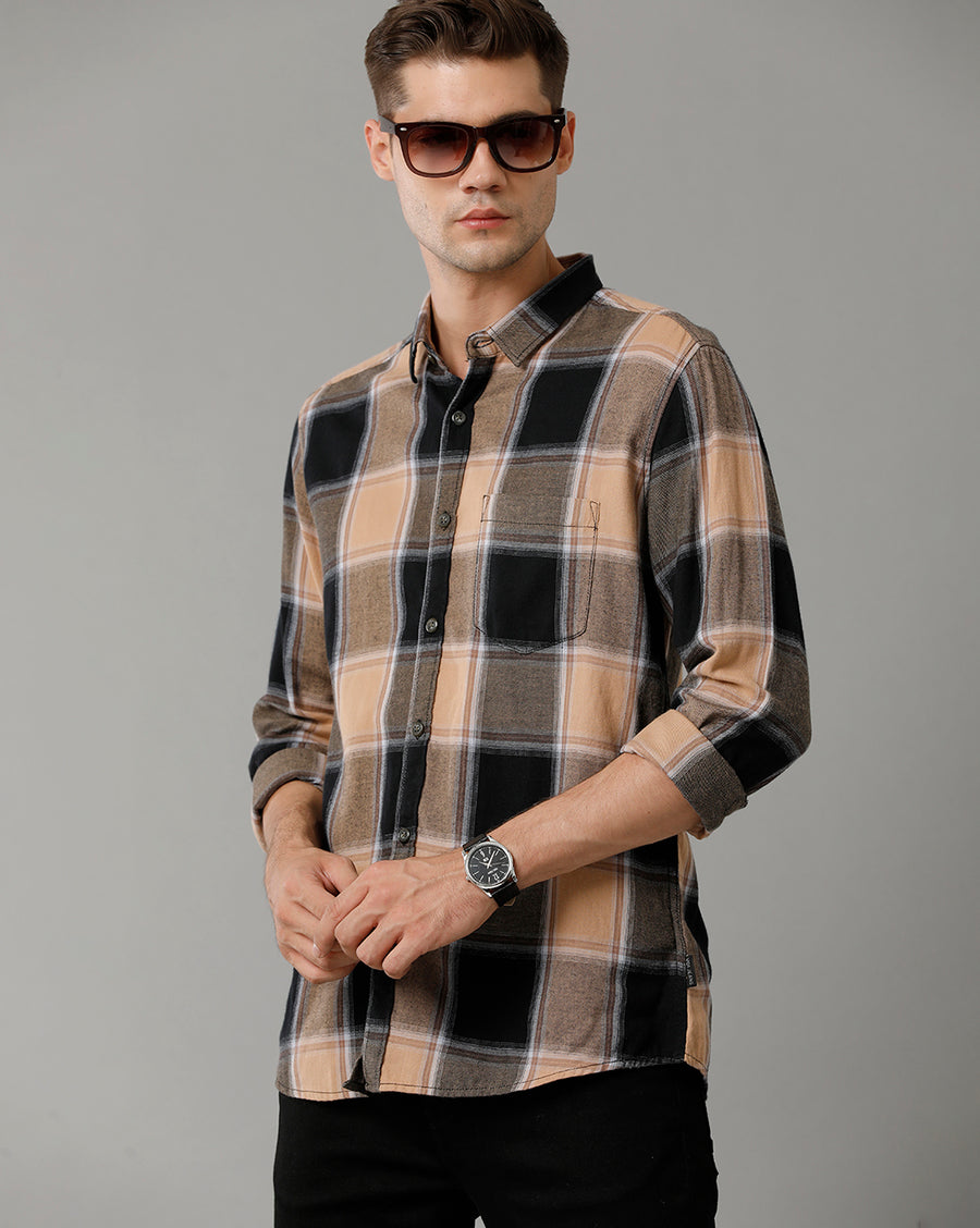 Black/Brown Checks Slim Fit Shirt