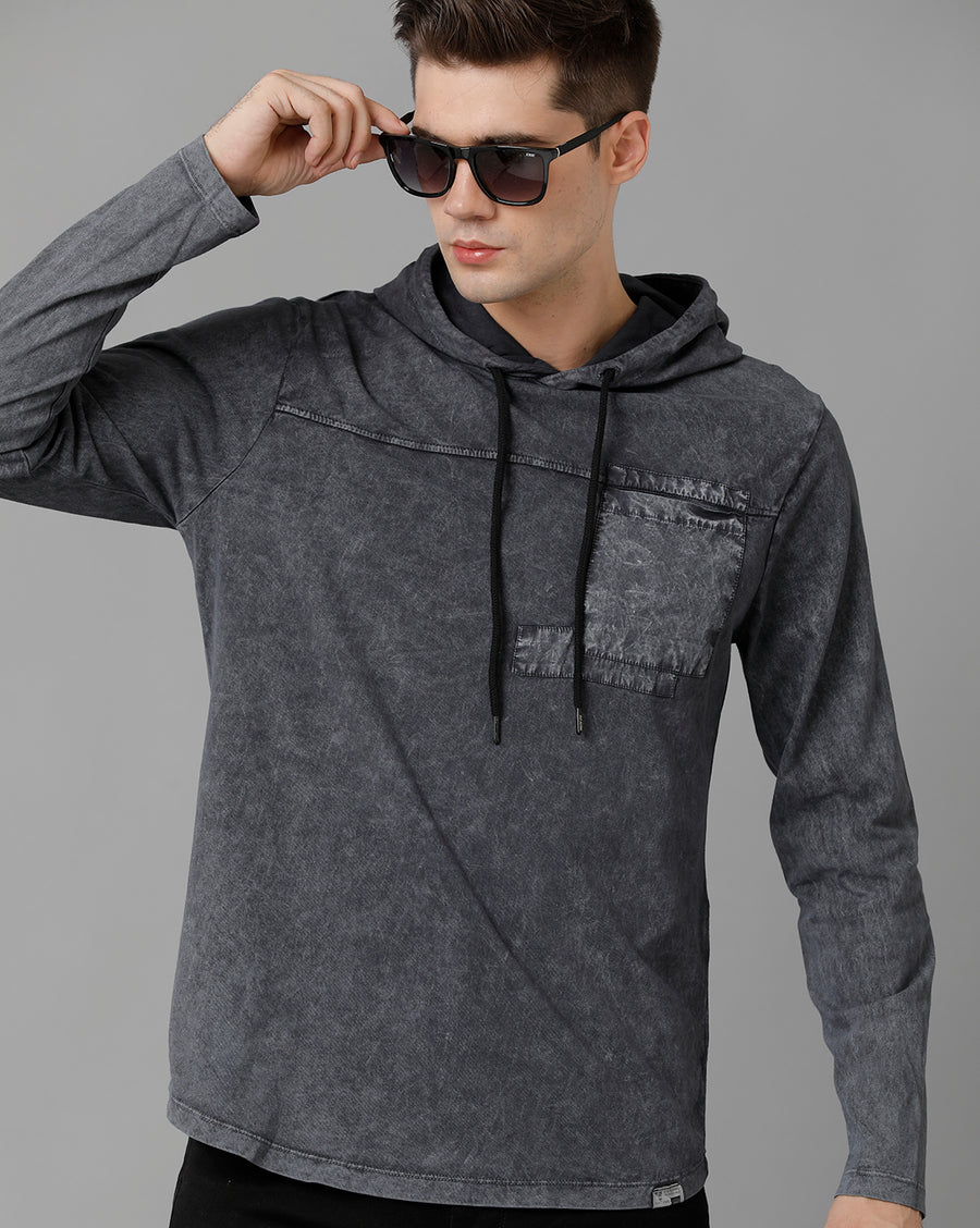 Voi Jeans Long Sleeves Hooded Cotton T-shirt