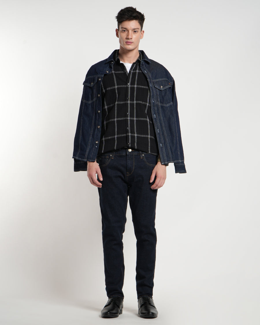 Black White Checks Regular Fit Shirt