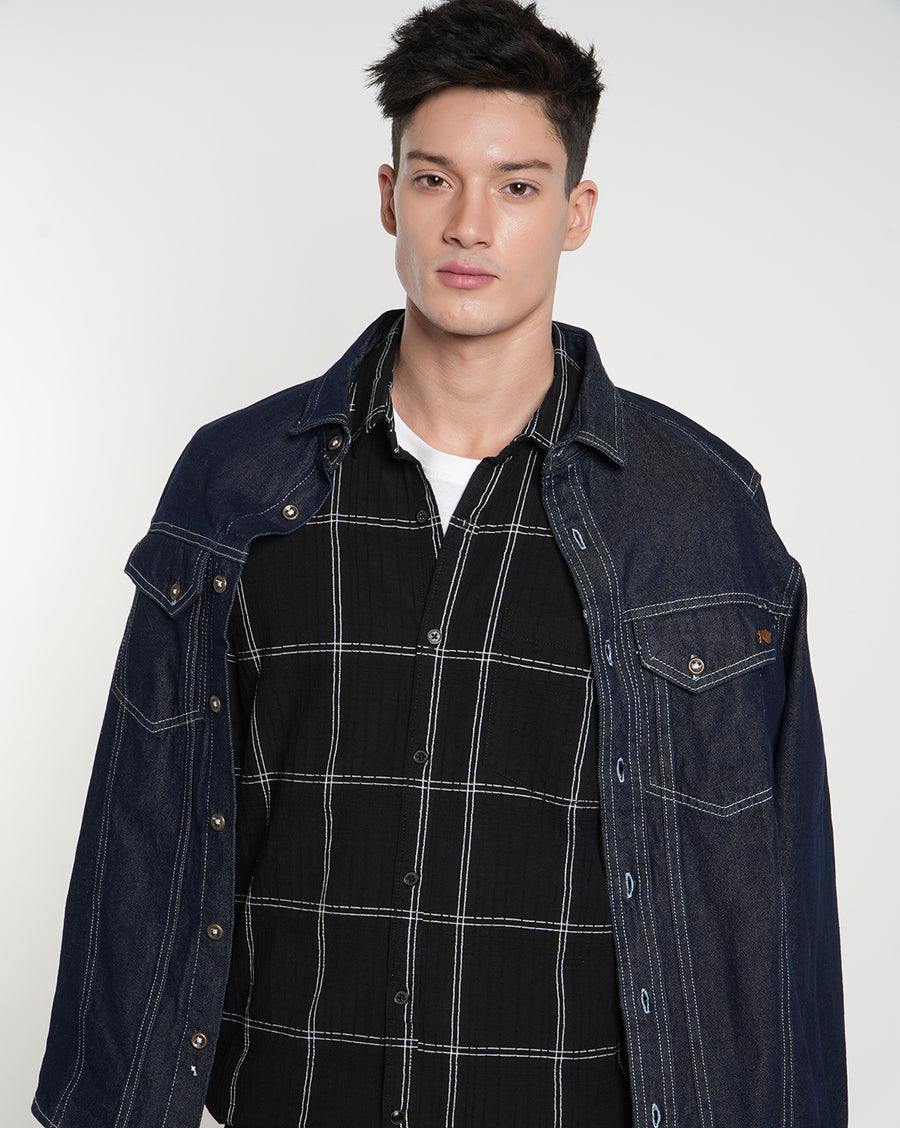 Black White Checks Regular Fit Shirt