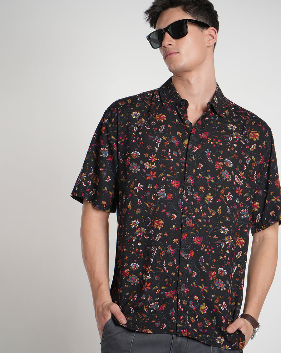Black Aop Regular Fit Shirt