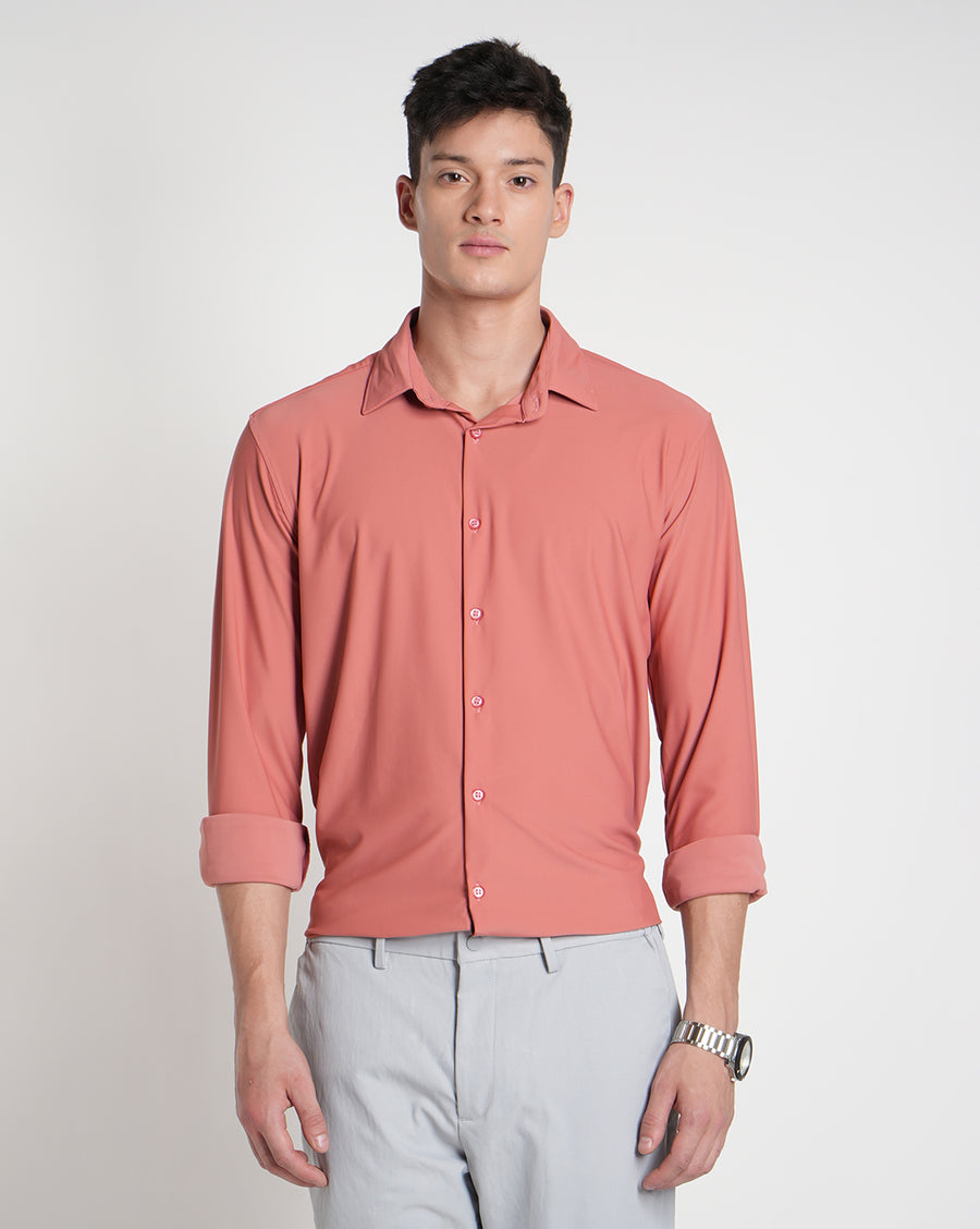 Maroon Slim Fit Knit Shirt