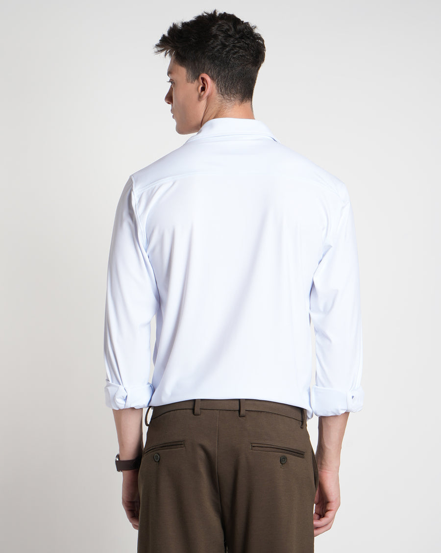 White Slim Fit Knit Shirt