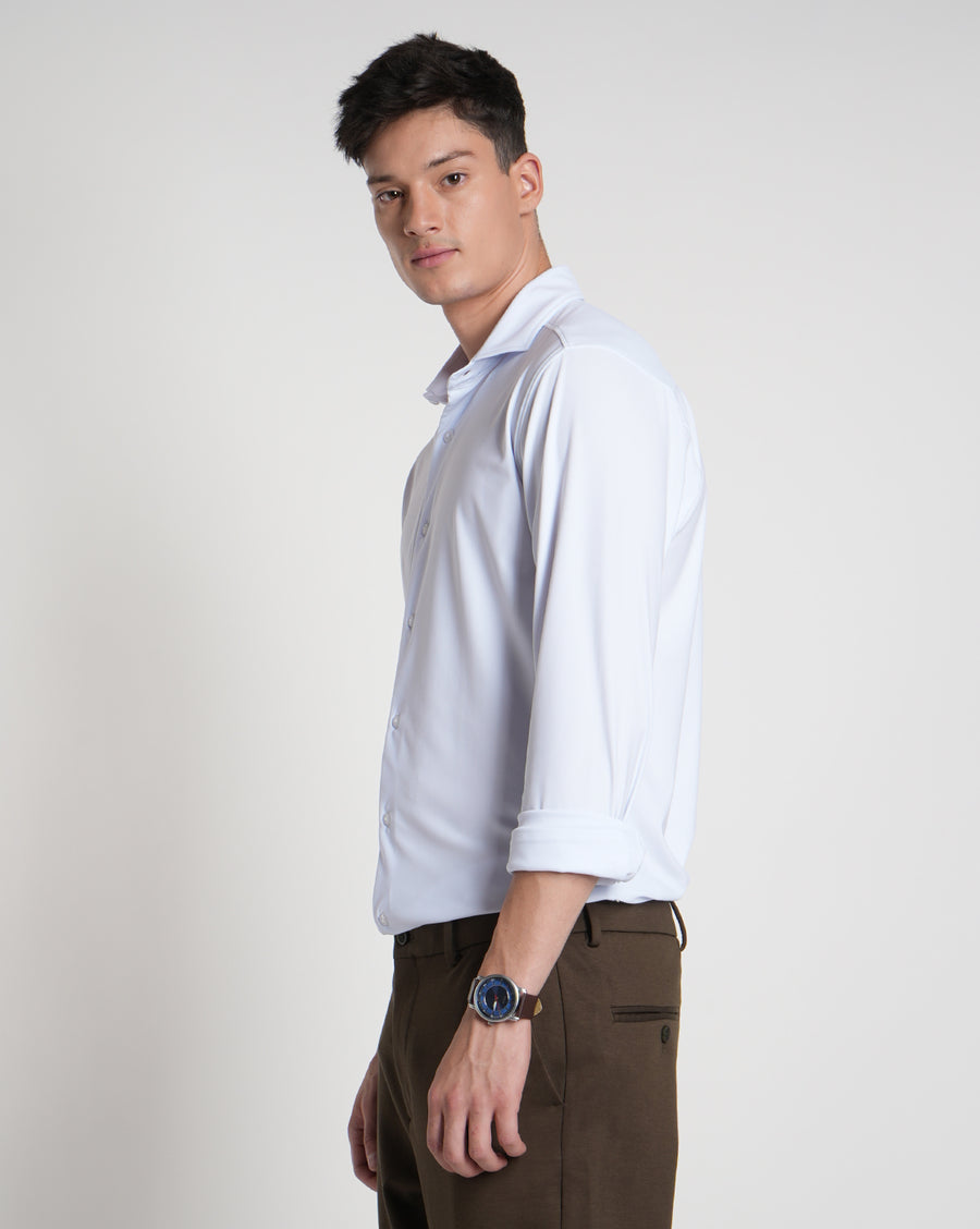White Slim Fit Knit Shirt
