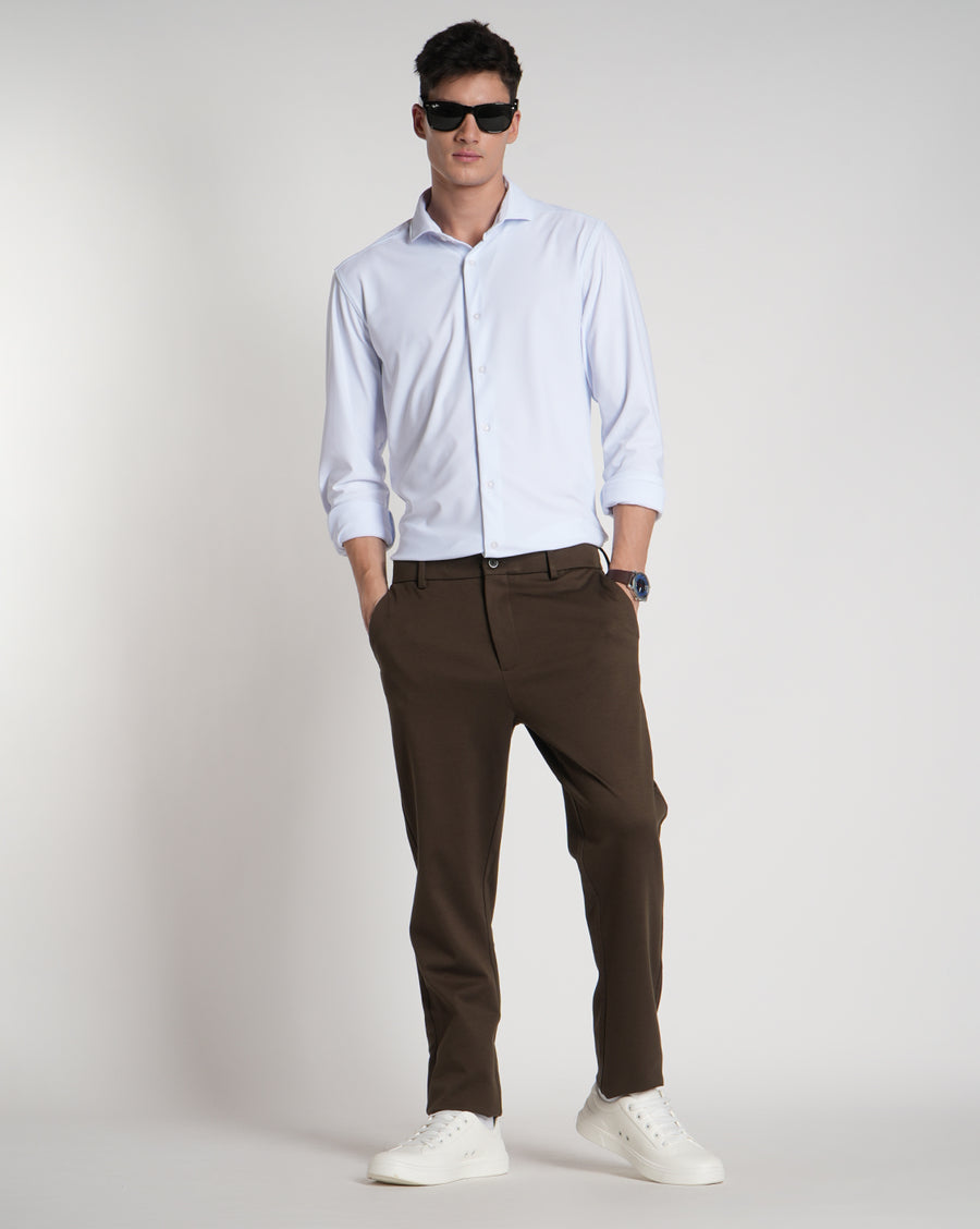 White Slim Fit Knit Shirt